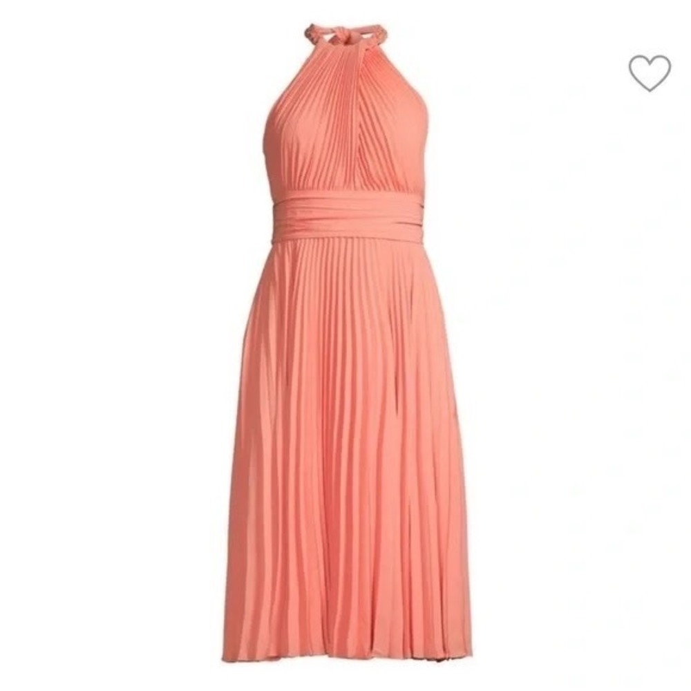Ungaro‎ NWT Amanda Pleated Midi Dress in Petal Pink/Peach Size Small MSRP $795